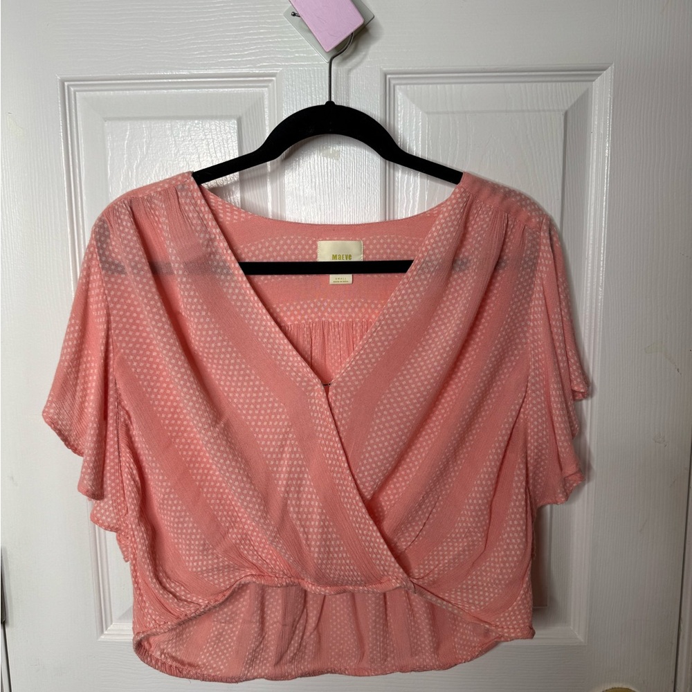 Maeve Coral Wrap Blouse